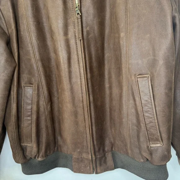 Jos. A. Bank Brown Leather Bomber Jacket